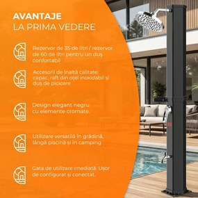 Duș solar cu capac HAVANA, 60 l, negru Casaria