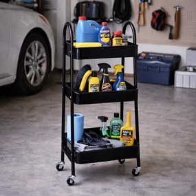 Cărucior metalic de bucătărie Storage Solutions cu3 rafturi 44 x 31,5 x 79,5 cm, negru