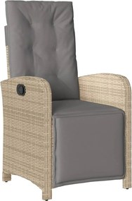 vidaXL Scaun de grădină rabatabil cu suport picioare mix bej poliratan