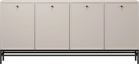 Comodă cu patru uși Lorini 200 cm - cașmir / mânere negre / cadru metalic