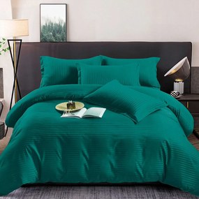 Lenjerie de pat 2 persoane, bumbac Damasc, 6 piese, uni, SSD28