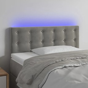 3122082 vidaXL Tăblie de pat cu LED, gri deschis, 90x5x78/88 cm, catifea