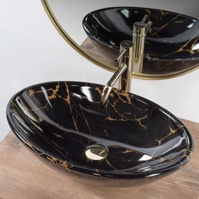 Lavoar pentru blat REA Pamela Black Marble Shiny