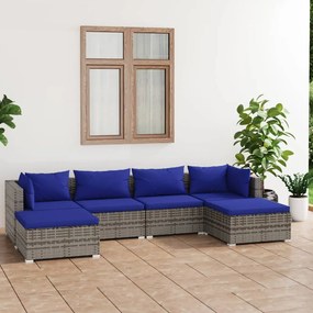 3101806 vidaXL Set mobilier de grădină cu perne, 6 piese, gri, poliratan