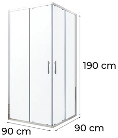 Cabină de duș pătrată Soul 90x90 cm fără cădiță