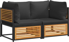 vidaXL Set canapea de grădină, 2 piese, cu perne, lemn masiv de acacia