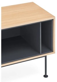 Comodă TV cu aspect de lemn de stejar Teulat Yoko, gri antracit