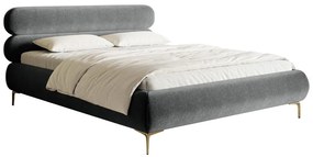 Pat matrimonial 180 cm Rirri 180 (cu somieră) (cu sp. depozitare) (gri + auriu). 1099878