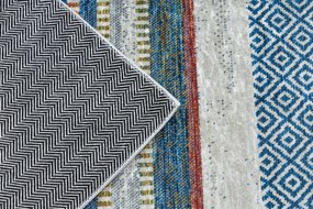 ANDRE 35950 covor lavabil Linii, geometric anti-alunecare - albastru / galben