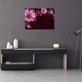Tablou pe sticlă cu abstracție - flori (70x50 cm)