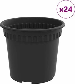 vidaXL Ghiveci rotund pentru flori 24 pcs Negru Ø 15 x 12 cm Plastic