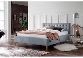 Pat albastru/gri tapițat fără somieră 120x200 cm Malin – Meise Möbel