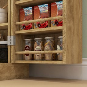 HOMCOM Bufet de bucătărie mobilier de bucătărie de depozitare cu 12 rafturi la uși rafturi reglabile 60 x 30 x 104 cm efect lemn natural | Aosom Romania