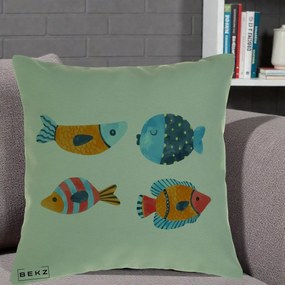 Perna Decorativa Pesti Acuarela, 40x40 cm, Verde, Husa Detasabila, Perna Inclusa, BEKZ®