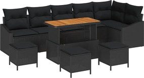 vidaXL Set de canapele pentru grădină 10 pcs Negru Rattan poli