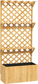 Outsunny Jardinieră din Lemn cu Suport pentru Plante și Orificii de Drenaj, 76x33x177 cm, Natural | Aosom Romania