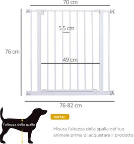 Poarta de Siguranta PawHut pentru Copii si Animale de Companie Alb 76-82x76cm | Aosom Romania
