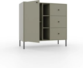 Comodă cu usa si trei sertare, 100x41x95 cm, Tili System. ADRK Furniture (Culoare: Eucalipt / Eucalipt)