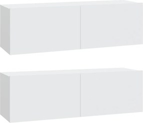 vidaXL Dulapuri TV de perete 2 buc. alb 100x30x30 cm lemn compozit