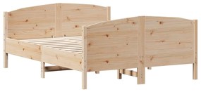 3216182 vidaXL Cadru de pat cu tăblie, 135x190 cm, lemn masiv de pin
