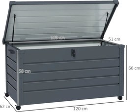 Outsunny Cutie de Depozitare pentru Exterior de 331 Litri cu Roți, Organizator Spațios din Oțel Galvanizat, pentru Terasă și Grădină | Aosom Romania