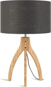 Lampa de masa cu trepied, realizata din materiale naturale, durabile si ecologice, Annapurna gri inchis