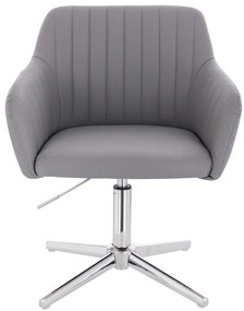 HC190CROSS Scaun Gri din Piele Ecologica cu Bază Cromata