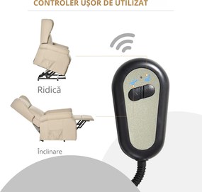 HOMCOM Fotoliu Rabatabil Masaj si Mecanism de Ridicare Telecomanda Alb Crem | Aosom Romania