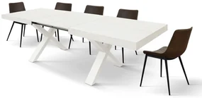 Masa Linda extensibila, blat PAL - BLAT ALB, PICIOR ALB - 160 cm / 90 cm / h 77
