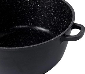 Oala mare, 24 litri, 44 cm tip cratita marmorata antiaderenta, cu capac, pentru zacusca, bulion, gemuri, cu protectie manere din silicon Royalty Line