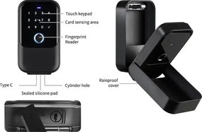 Pachet Seif Chei AMASAFE 5 Smart, Negru + Adaptor Wifi, pentru inchirieri in regim hotelier AirBNB, Booking, TravelMinit