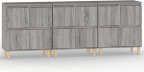 vidaXL Dulapuri, 3 buc, sonoma gri, 60x35x70 cm, lemn prelucrat