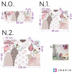 INSPIO Autocolante pentru perete - Dealuri și baloane roz