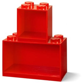 Set 2 rafturi de perete pentru copii LEGO® Brick, roșu