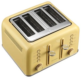 Prajitor de paine BUYDEEM DT640E, 1800W, 4 felii, 7 programe automate, 7 trepte de prajire, Indicatori LED, Tava firimituri, Pop-up inalt, Galben