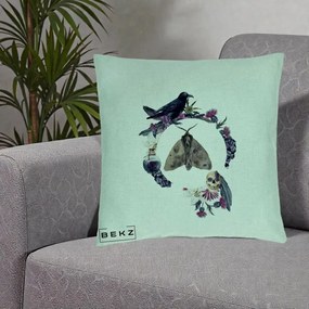 Perna Decorativa Gothic Wreath Corb Moliu Craniu, 40x40 cm, Verde Menta, Husa Detasabila, Perna Inclusa, BEKZ®
