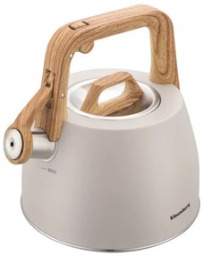 Ceainic cu fluier Klausberg KB-7917, 2,5 l, Maner izolat termic, Inductie, Bej