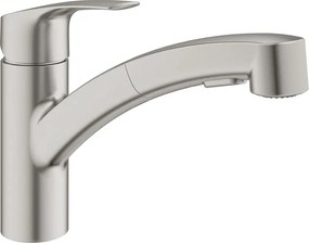 Baterie bucatarie cu dus extractibil Grohe Eurosmart Supersteel mat