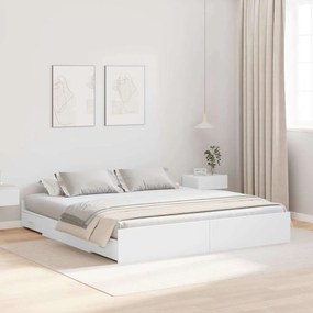 vidaXL Cadru de pat cu depozitare cu sertar cu headboard cu depozitare Alb 200 x 200 cm