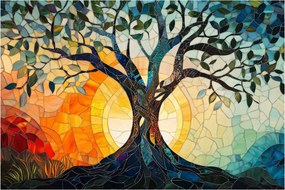 Tablou – Mozaic – soare și arbore I. (90x60 cm)