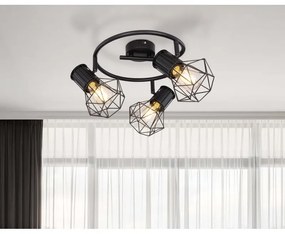 Plafoniera cu 3 spoturi design industrial PRISKA negru