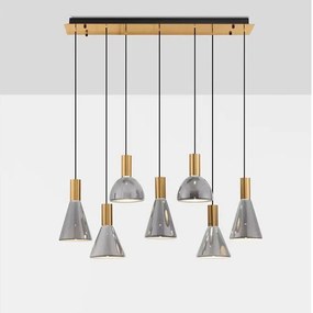 Lustra moderna cu 7 pendule LED, Metal, Sticla, Fumuriu, Voi