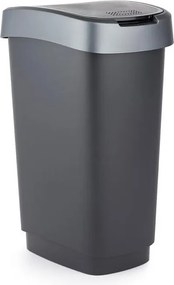 ROTHO Coş de gunoi SWING TWIST, negru şi argintiu 25 l