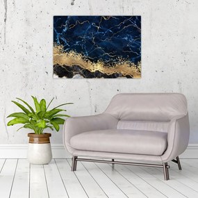 Tablou pe sticlă - Marmură albastru închis (70x50 cm)