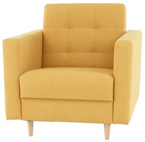 Fotoliu complet tapiţat, material textil muştar, AMEDIA
