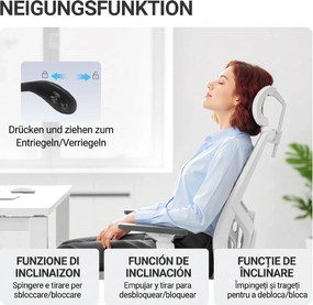 HOMCOM Scaun de Birou Ergonomic și Respirabil cu Suport Lombar Dinamic 4D, 64.5x62.5x112-122 cm, Multicolor | Aosom Romania