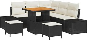 vidaXL Set de canapele pentru grădină cu pernă 8 pcs Negru Rattan poli