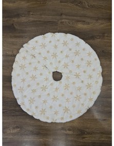 Covoraș alb de pus sub brad cu fulgi aurii 90cm