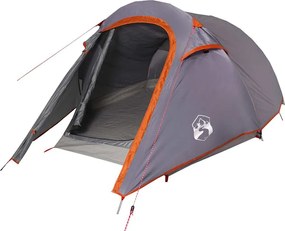 vidaXL Cort de camping tunel 3 persoane, gri/portocaliu, impermeabil