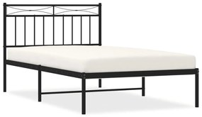 373686 vidaXL Cadru de pat din metal cu tăblie, negru, 100x200 cm